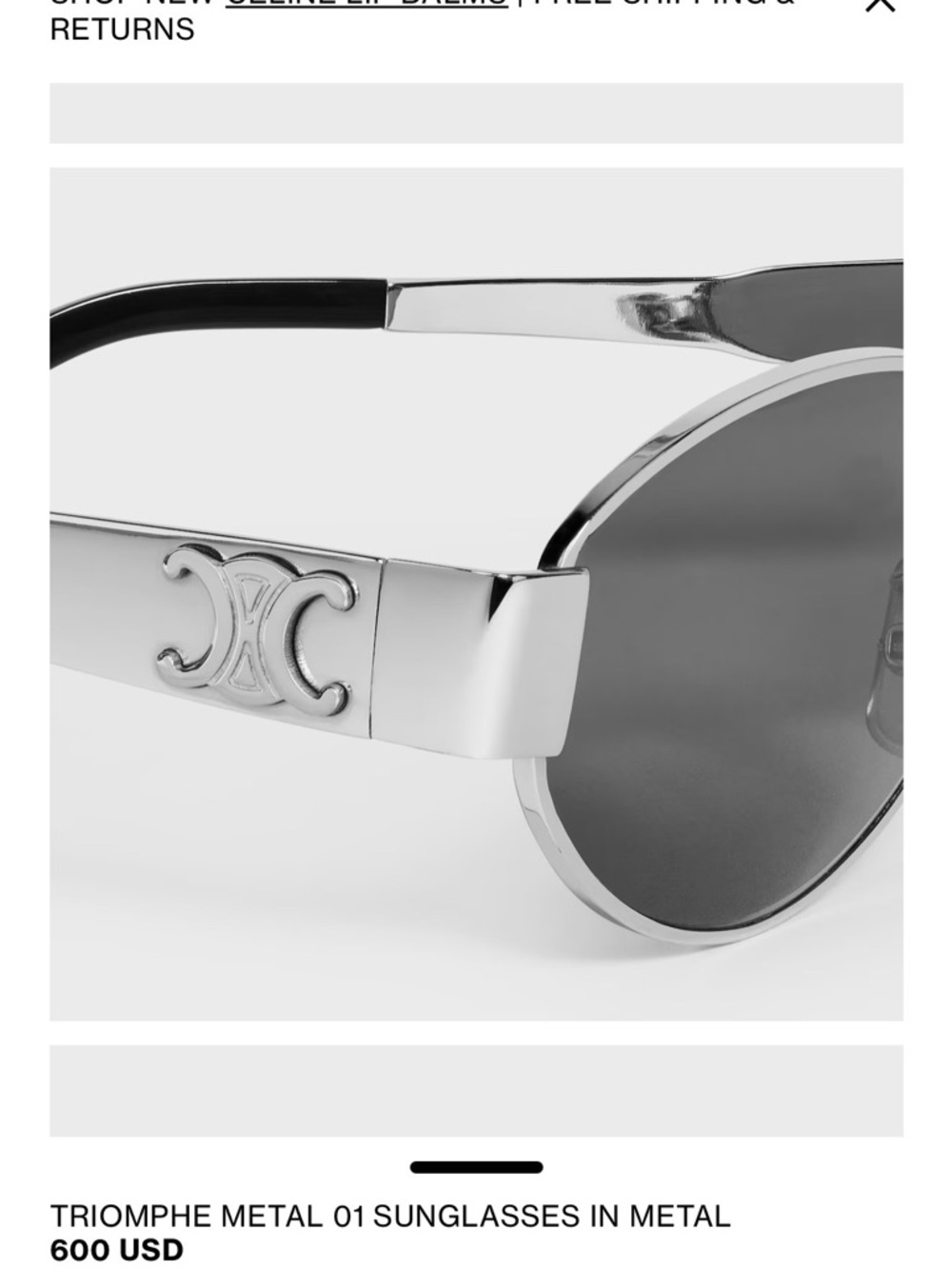 Celine TRIOMPHE METAL 01 SUNGLASSES IN METAL AUTHENTIC - Picture 6 of 6